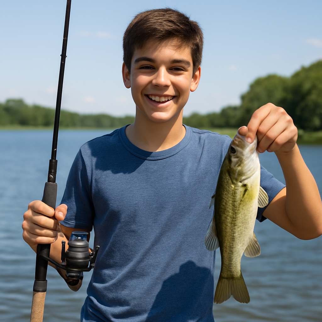 Young angler with a fish